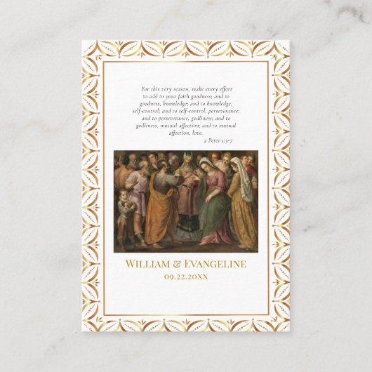 ローマカトリック結婚スの写真祈りの言葉カード プレイスカード (正面)