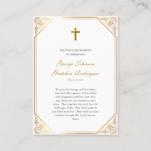 ローマカトリック結婚スの祈りの言葉カードJosephとMary プレイスカード (裏面)