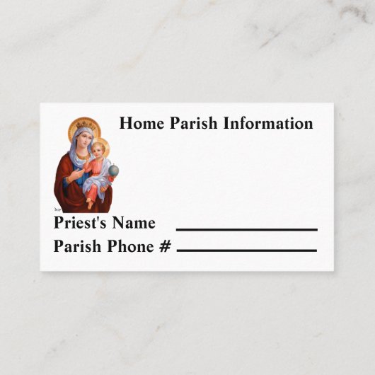ローマカトリック緊急事態カード 名刺 (裏面)