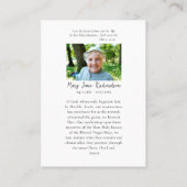 ローマカトリック葬儀/メモリアル祈りの言葉カード プレイスカード (裏面)