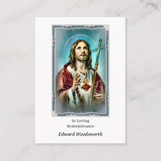 ローマカトリック記念写真祈りの言葉カード プレイスカード (正面)