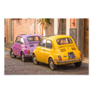 ローマクラシックイタリアンイタリアで500台の車 フォトプリント