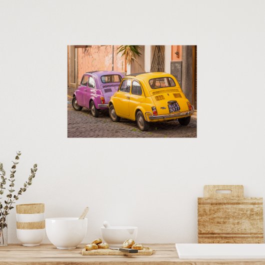 ローマクラシックイタリアンイタリアで500台の車 ポスター (キッチン)