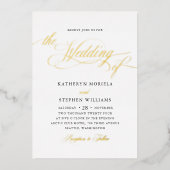 ローマクラシック字書道結婚の金ゴールド 箔招待状 (正面)