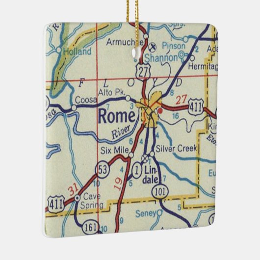 ローマグルジアヴィンテージの地図 セラミックオーナメント (右)