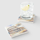 ローマコリセウム，イタリア，水彩スタイル ストーンコースター (横)