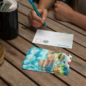 ローマコロシアムイタリアウォーターカラーポストカード 招待状