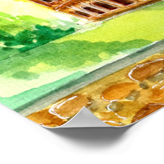 ローマコロシアムウォーターカラー ポスター (角)