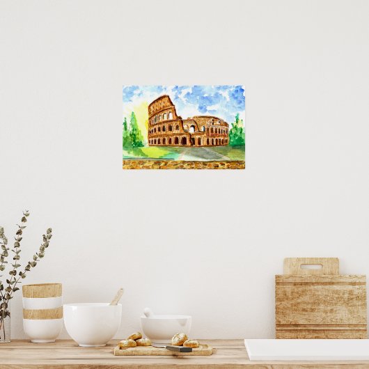 ローマコロシアムウォーターカラー ポスター (キッチン)