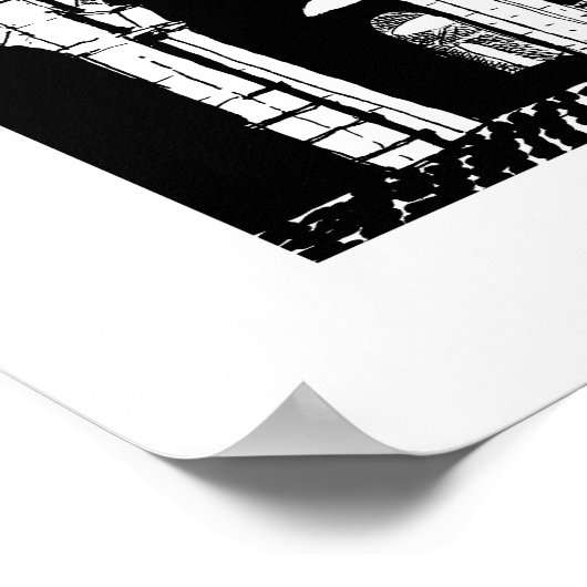 ローマコロシアム白黒イタリアトラベルスケッチ ポスター (角)