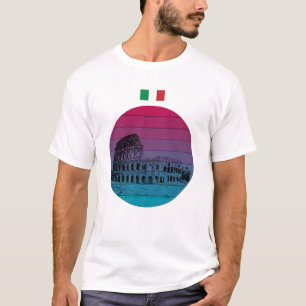 ローマコロシアムTシャツイタリアン伝統美学 Tシャツ