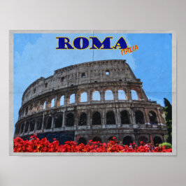 ローマコロッセウムイタリア動揺してヴィンテージトラベル ポスター