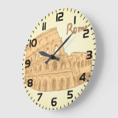 ローマコロッセウムスケッチ ラージ壁時計 (傾斜)