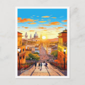 ローマシティイタリアアートヴィンテージトラベルイラストレーション ポストカード (正面)