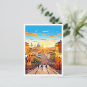 ローマシティイタリアアートヴィンテージトラベルイラストレーション ポストカード (スタンド正面)