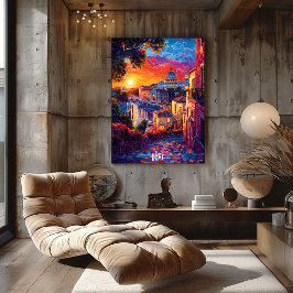 ローマシティスカイラインポスター – ヒストリックアイタリアンート ポスター