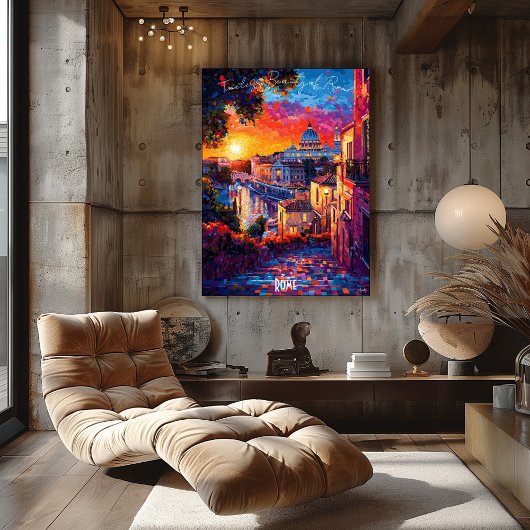 ローマシティスカイラインポスター – ヒストリックアイタリアンート ポスター