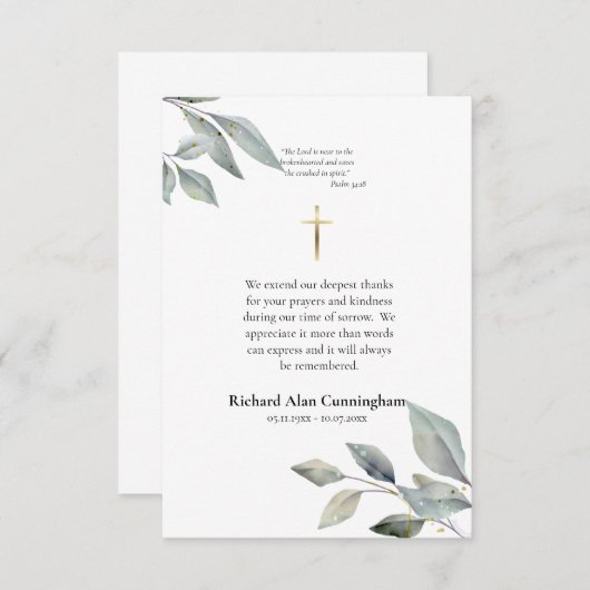 ローマシンプルカトリック教会の葬儀 サンキューカード (正面/裏面)