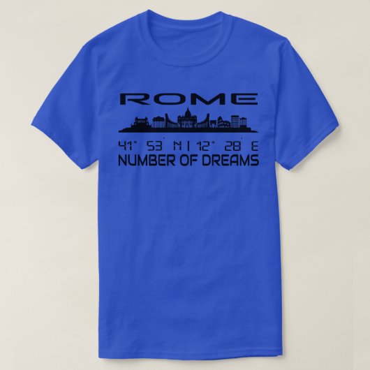 ローマスカイラインシルエットGPS座標 Tシャツ (デザイン正面)