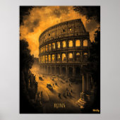 ローマスカイライン – 木炭モノクロアート – アーバン ポスター (正面)