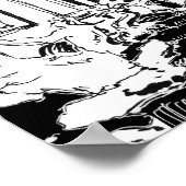 ローマトレビファウンテン白黒トラベルアートプリント ポスター (角)