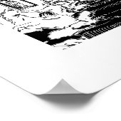 ローマトレビファウンテン白黒トラベルスケッチ ポスター (角)