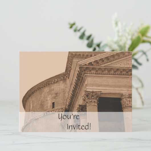 ローマパパーソナライズされたンテオン|ディナーイタリアンパーティー 招待状 (スタンド正面)