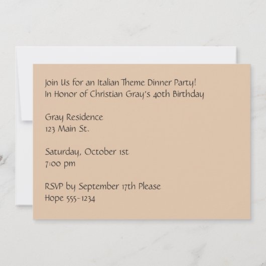 ローマパパーソナライズされたンテオン|ディナーイタリアンパーティー 招待状 (裏面)