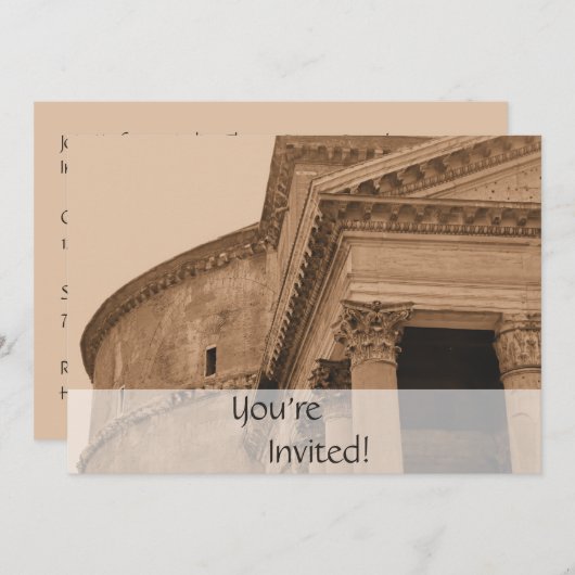 ローマパパーソナライズされたンテオン|ディナーイタリアンパーティー 招待状 (正面/裏面)
