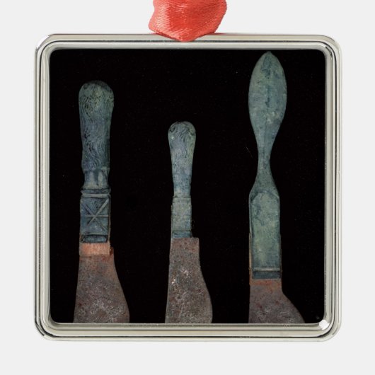 ローマポンペイc.100 BC-79の広告からの3本のナイフ メタルオーナメント (正面)