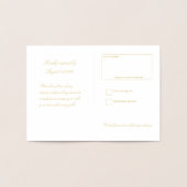 ローマンオリーブリーフリースウェディングRSVP 2金ゴールド 箔カード (内部)