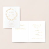 ローマンオリーブリーフ結婚リースの金ゴールド4 x 5招待状 箔カード (ディスプレー)