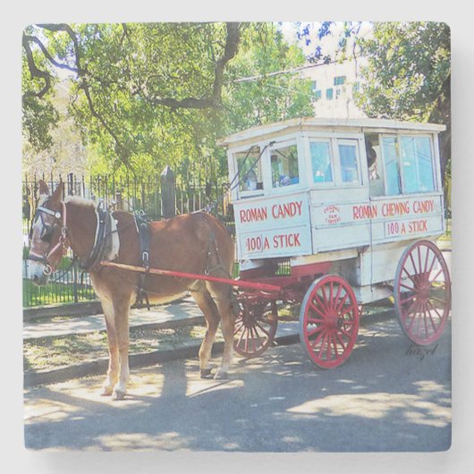 ローマンキャンディ、ローマンキャンディーコースター、ニューオーリンズ。 ストーンコースター (正面)