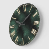 ローマンナントロピカルモンスターグリーンメタリック金ゴールド ラージ壁時計 (傾斜)