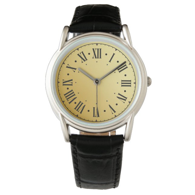 ローマンナンバーズブラックティール（緑がかった色）メンズ 腕時計 (正面)