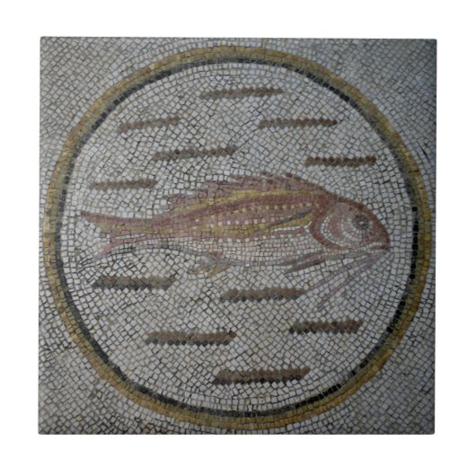 ローマンモザイクセラミックタイル、小(4.25インチx 4.25インチ) タイル (正面)