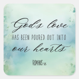 ローマ人の神の愛が私たちのハートに注がれた スクエアシール