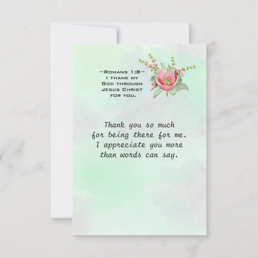 ローマ人の1:8感謝してい私は神よ、あなたのた感動的めに サンキューカード (裏面)