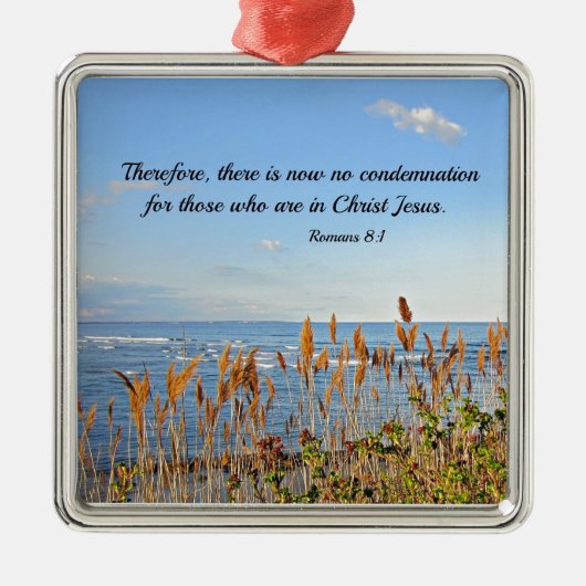 ローマ人への手紙第8章1節では、今や罪は無い メタルオーナメント (正面)