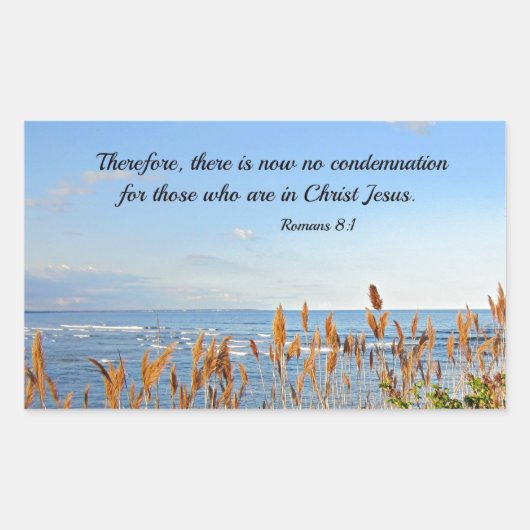 ローマ人への手紙第8章1節では、今や罪は無い 長方形シール (正面)