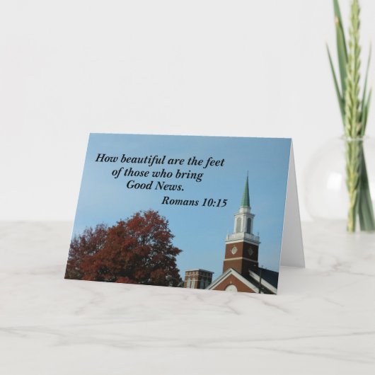 ローマ人への手紙10:15 「良い知らせを伝える者たちの足は、なんと美しいことだろう」 サンキューカード (正面)