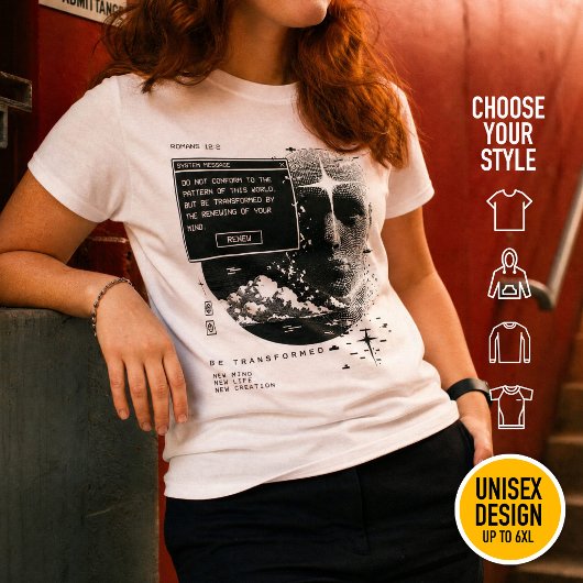 ローマ人への手紙 12:2 心を新たにするシステムメッセージアラート Tシャツ
