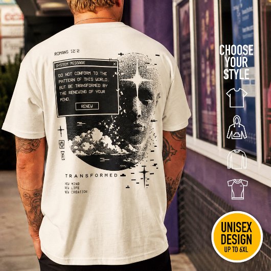 ローマ人への手紙 12:2 心を新たにするシステムメッセージアラート Tシャツ