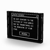 ローマ人への手紙 12:2 黒と白のコンピューター警告ウィンドウ フォトブロック (右)