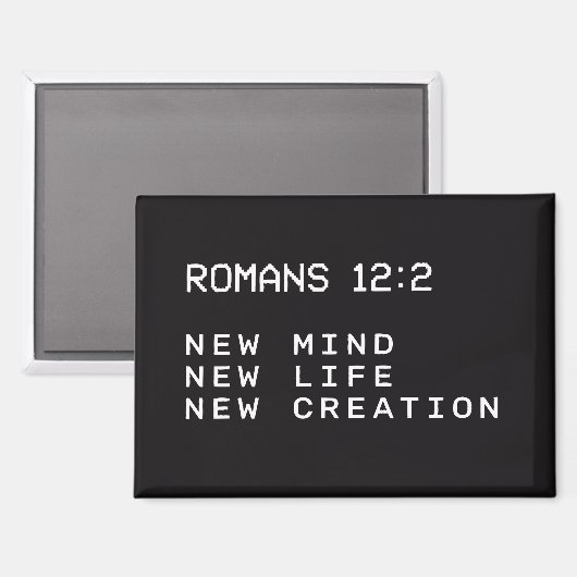 ローマ人への手紙 12:2 黒と白のコンピューター警告ウィンドウ マグネット (正面/裏面)