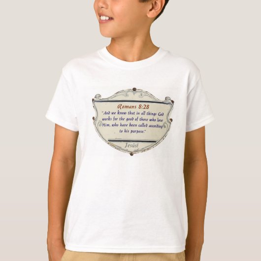 ローマ人への手紙 8章28節 キリスト教の子供用Tシャツ Tシャツ (正面)