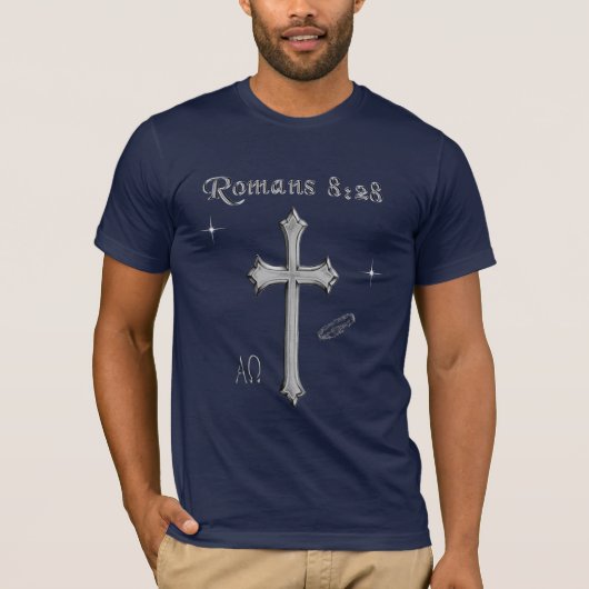ローマ人への手紙 8:28 キリスト教の聖書の節 Tシャツ (正面)