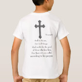 ローマ人への手紙 8:28 キリスト教聖書の詩 Tシャツ (裏面)