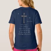 ローマ人への手紙 8:28 キリスト教聖書の詩 Tシャツ (裏面)