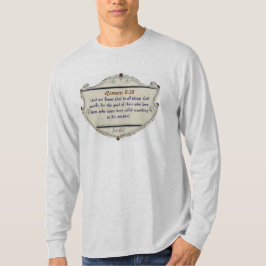 ローマ人への手紙 8:28 シールド柄 クリスチャンメンズ ロングスリーブTシャツ Tシャツ